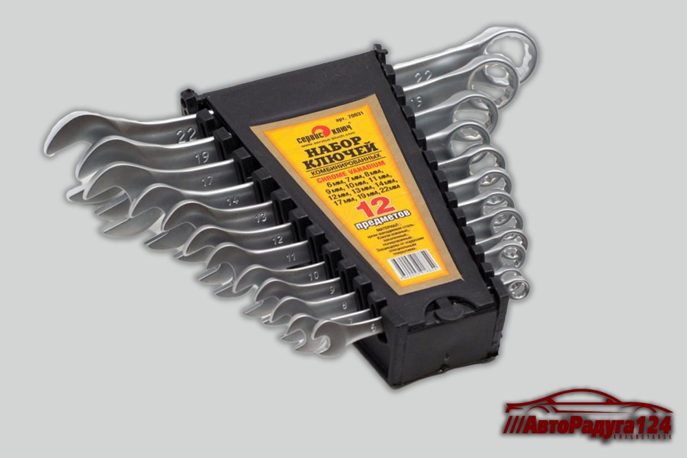 Ключи комбинированные 12 предметов (6-22мм) на стойке [70031] (Сервис Ключ)