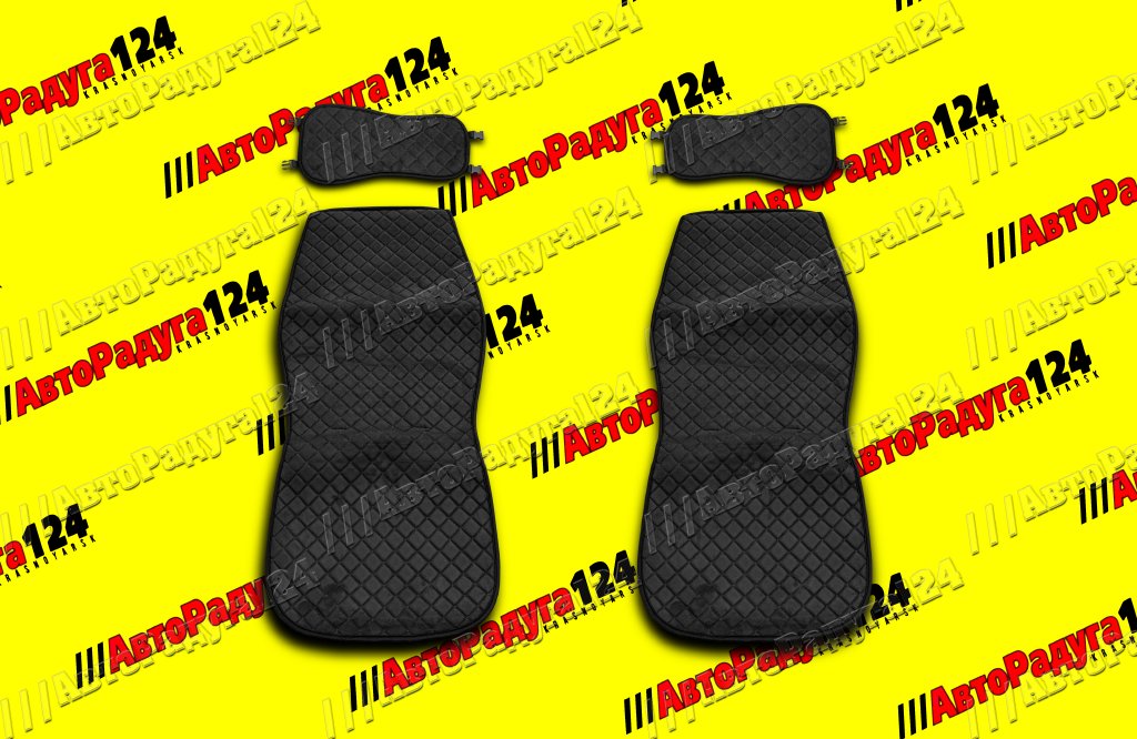 Накидка на сидение Алькантара перед с разд подголов, черная, серый ромб [8103101120] (Rezkon) (Комп)