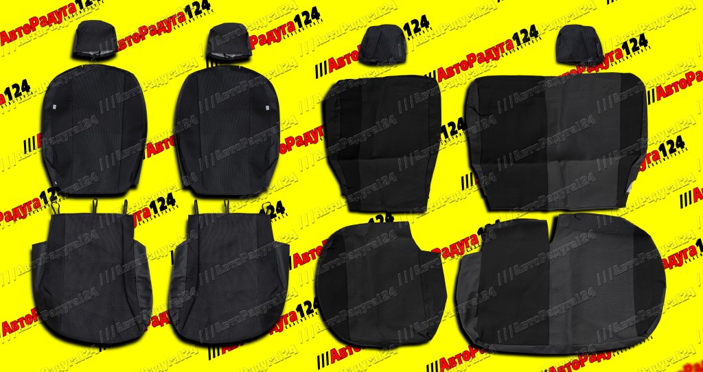 Чехлы на сиденья Volkswagen Polo (2010-2020) жаккард, задний ряд сидений разделяется (Д)