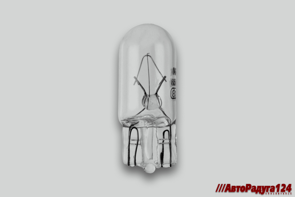 Автолампа T10 W3W W2.1x9.5d, 12V, 5W (61205бц/10) (Д)